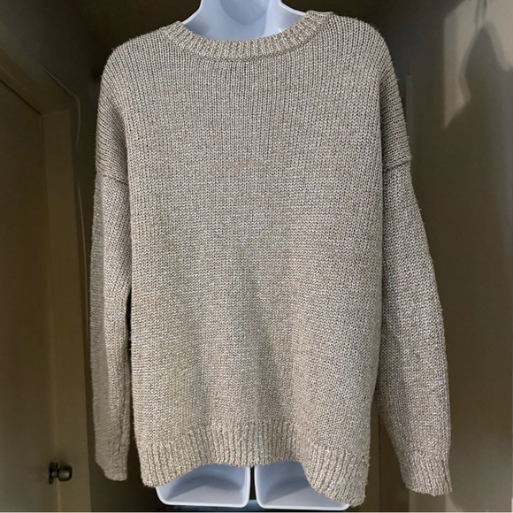 Vince Metallic Cable Knit Sweater - Grey/Gold - Size S - Picture 4 of 7
